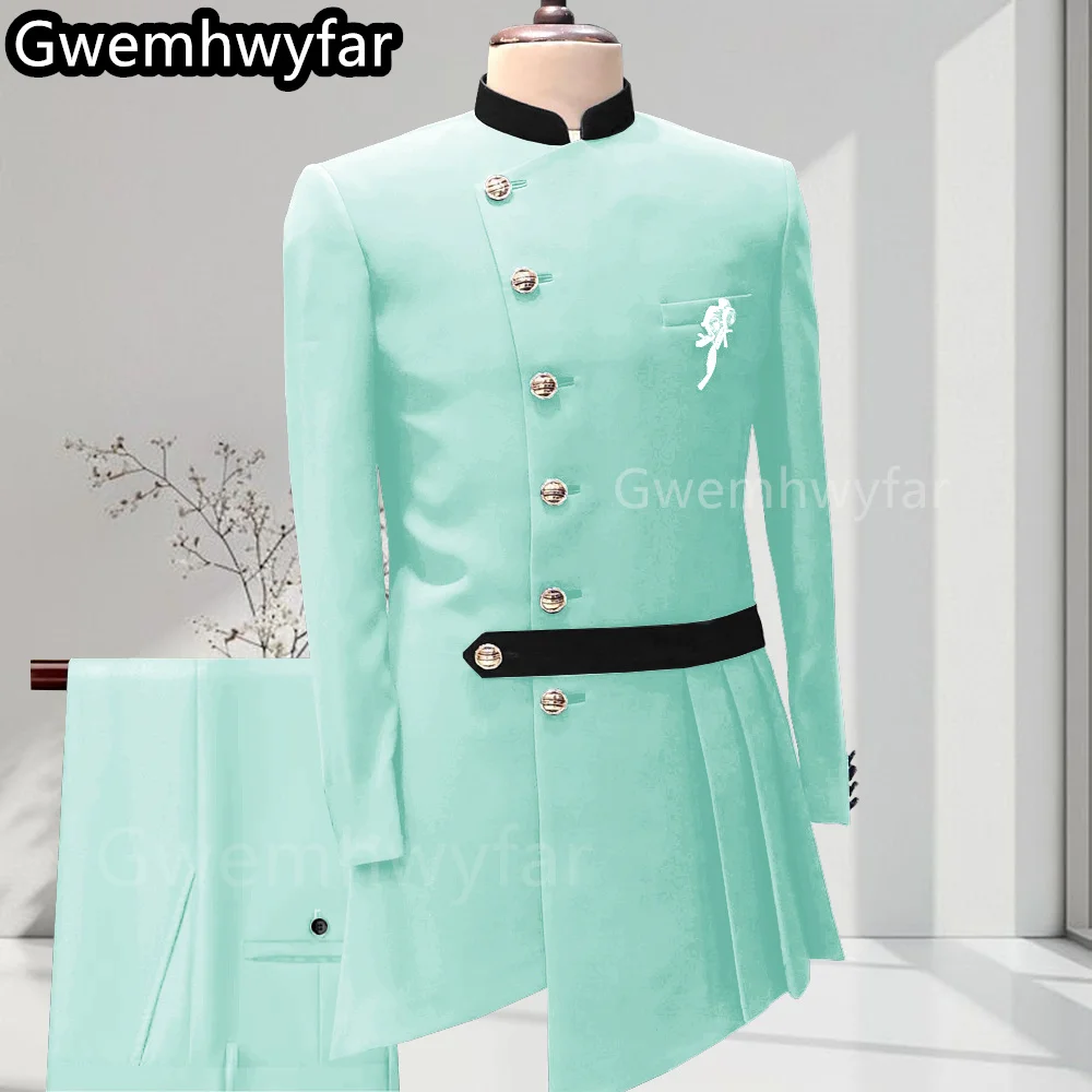

Gwenhwyfar Casual Men Suit 2 Pieces Mint Green Affrica Wedding Suits For Men Custom Made Blazer Dress Groom Tuxedo Jacket Pants