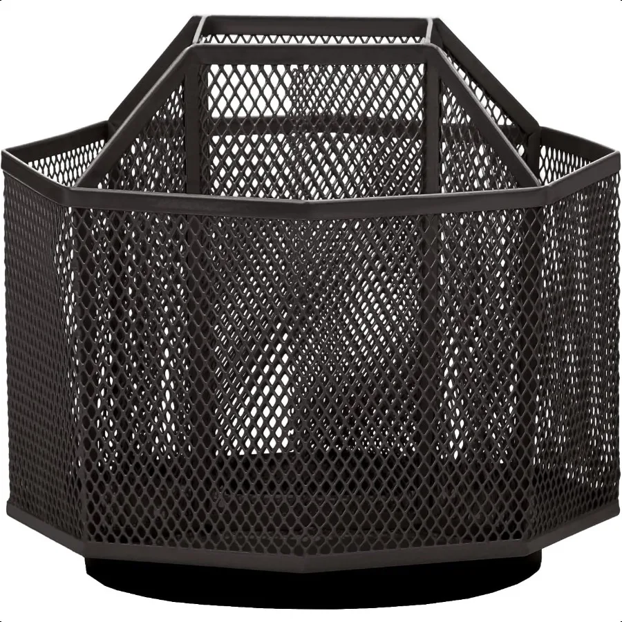 Organizer da scrivania in rete girevole con 5 scomparti Portapenne rotante ordinato per caramelle Portaoggetti per forniture artistiche per ufficio Aula Casa Nero