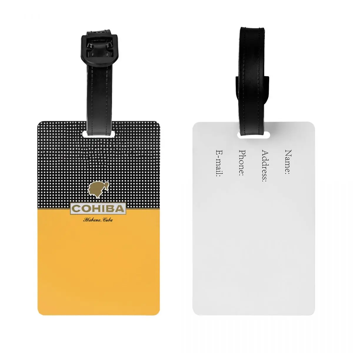 Custom Cuban Cohiba Cigars Luggage Tag With Name Card Privacy Cover ID Label for Travel Bag Suitcase