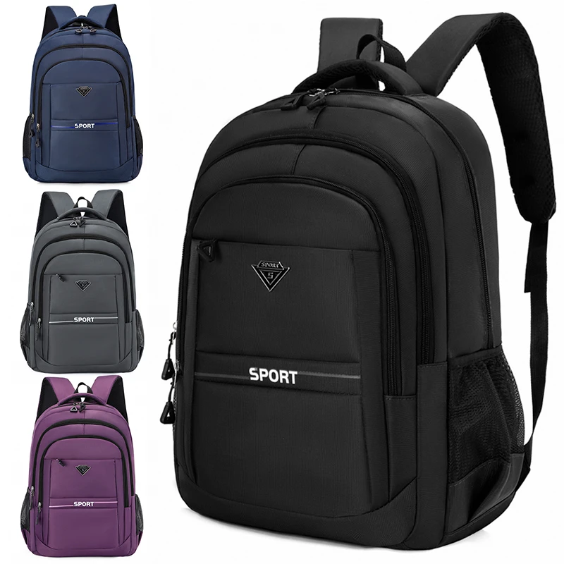 Lightweight business travel backpack, equipped with adjustable shoulder straps, multiple compartments, and polyester lining, lap