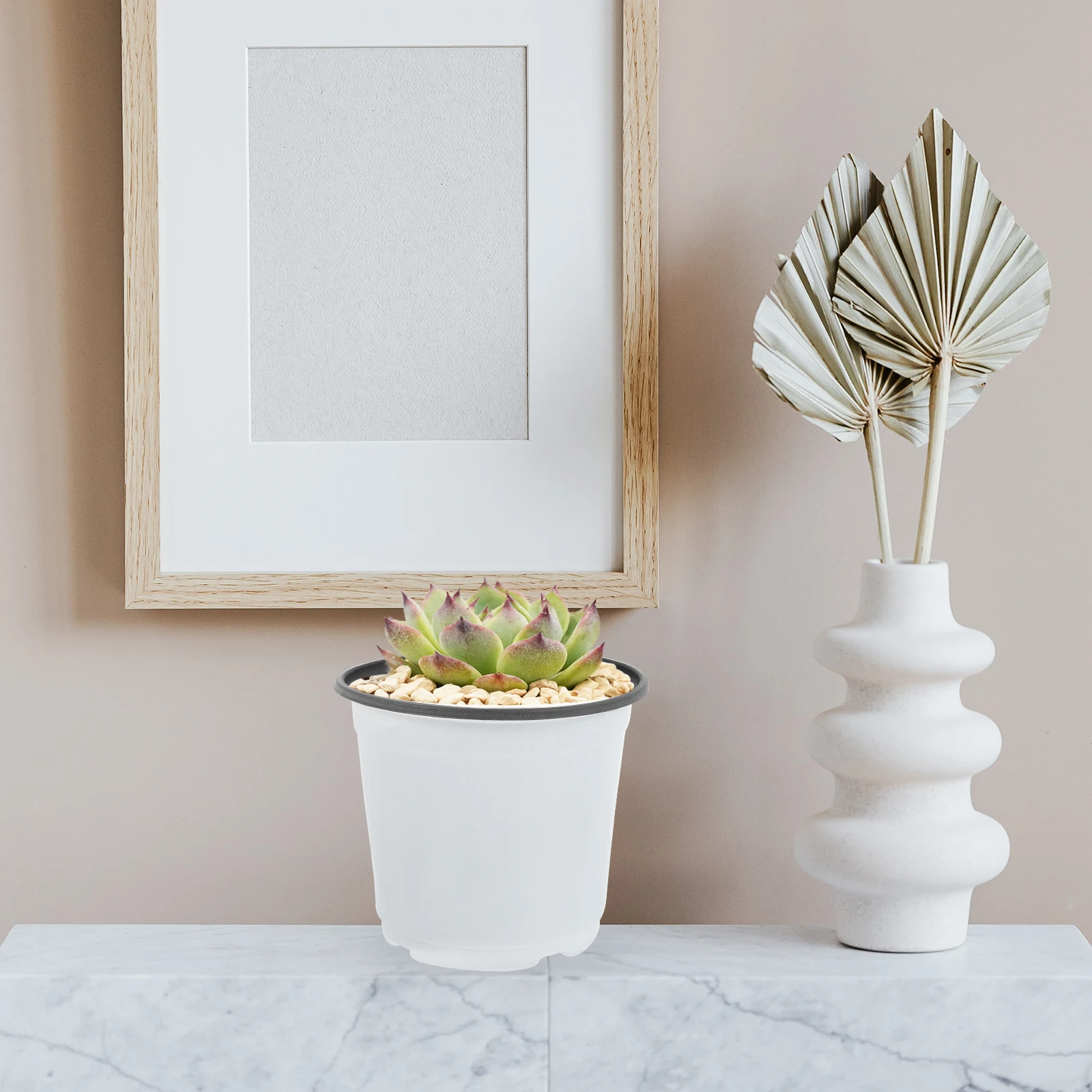 

Two Color Succulent Flower Pot Mini Plastic Pots White Gardening Indoor Bonsai Plant Decor Breathable Room Office