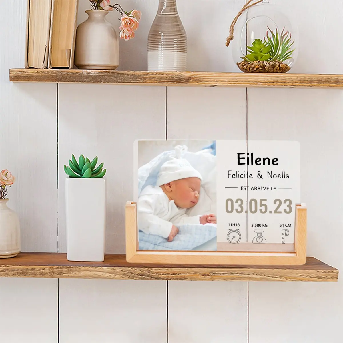 Personalized Birth Announcement Photo Frame with Stats Nursery Decor Custom Newborn Baby Picture Frame Gift for New Parents