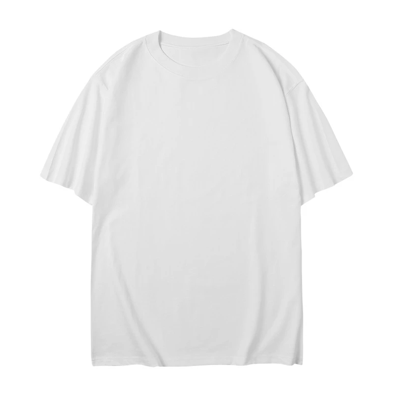 プラスサイズ半袖多用途ラウンドネック無地コットンTシャツルーズショルダーデザインカスタマイズ可能なDIY広告シャツ