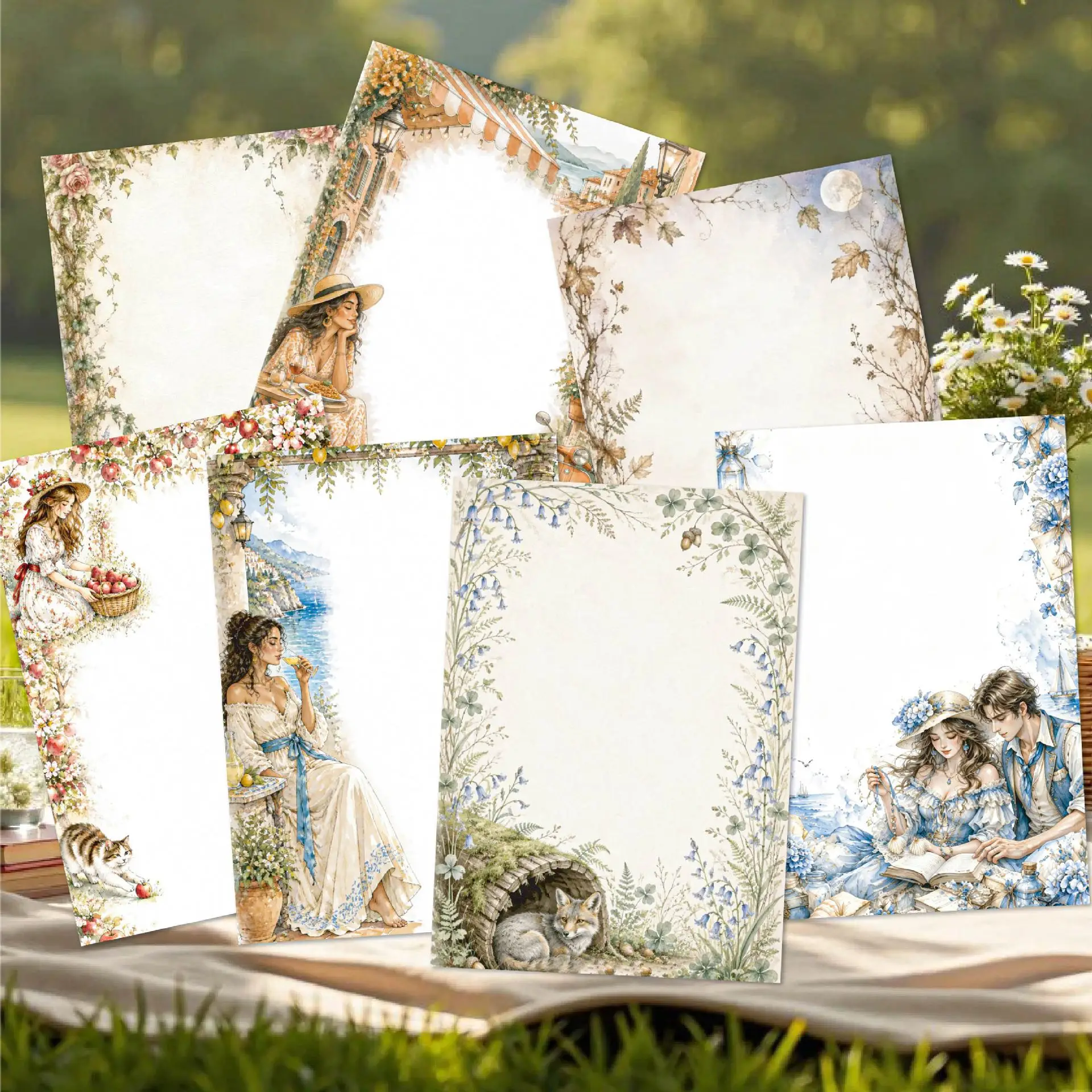 20pcs/lot Memo Pads Material Paper Shallow Rhyme Flower Frame Junk Journal Paper diary Scrapbooking Cards Background Decoration