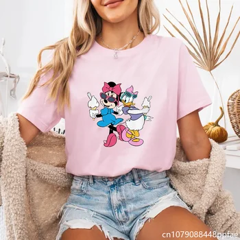 女士新款米妮與黛西冰淇淋夏季T卹 動漫卡通復古米妮和黛西印花T卹上衣 10 最佳銷售 黛西迪士尼 - №10