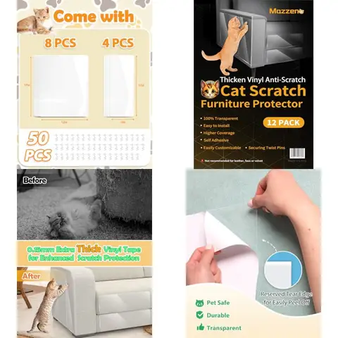 Protecteur de meubles de canapé anti-rayures pour chat: housses collantes en plastique transparent épaissi pour protection de canapé-paquet de 12 protection anti-rayures f