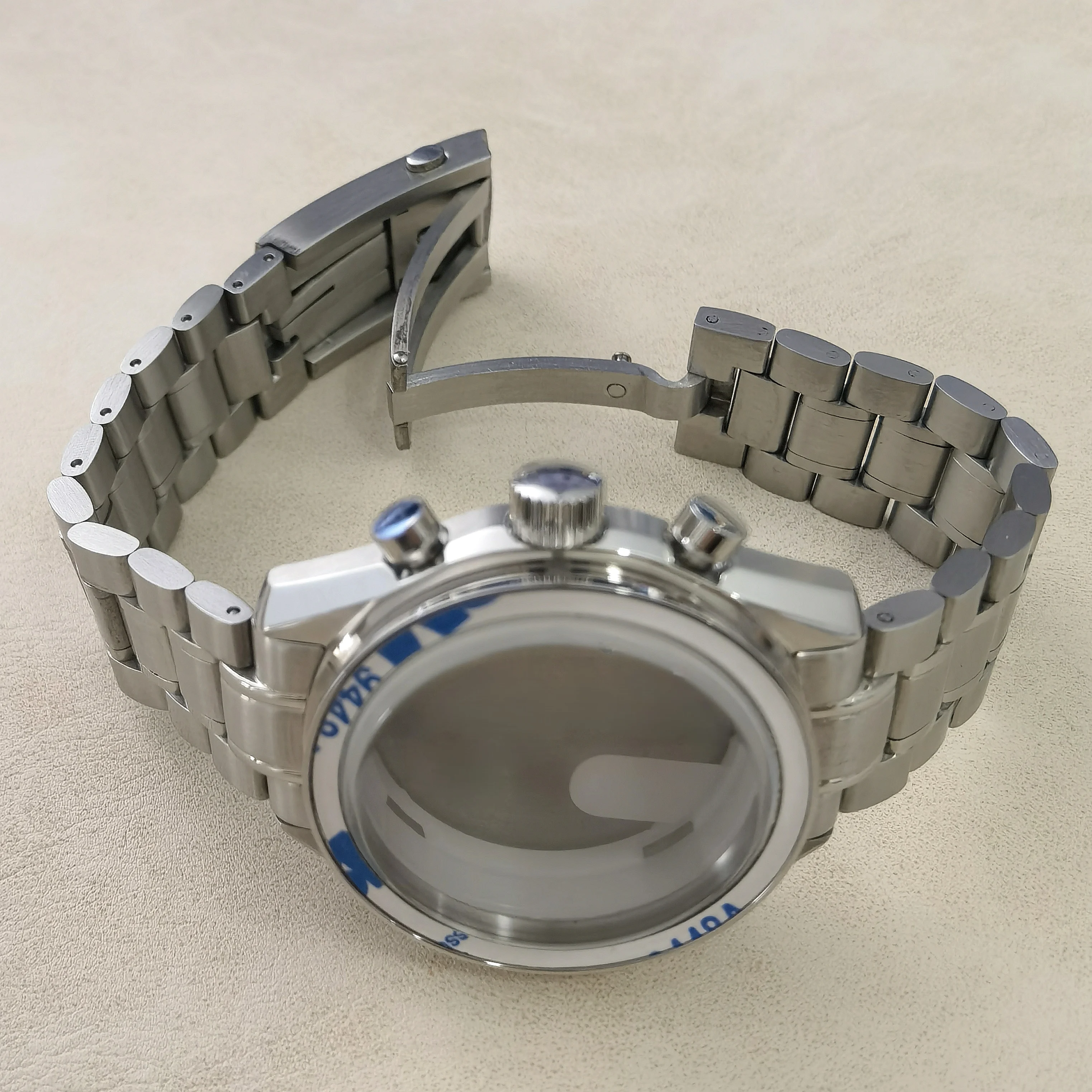 Корпус из нержавеющей стали VK63, 40 мм, ремешок Moonswatch, стильная задняя крышка с луной, подходит для VK63, кварцевый механизм, серебристые аксессуары для часов