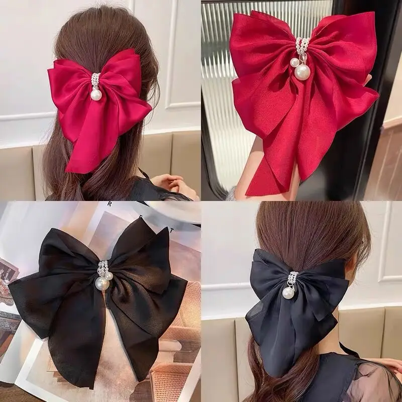 Headwear Set New Women Fashion Claw Clip Bow Sweet Fabric Hair Clip Ladies Back Head Duckbill Hair Accessories For Women