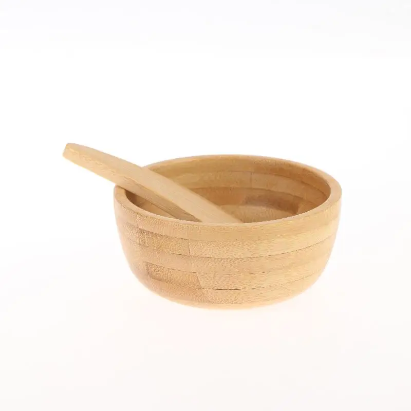 Mini Size Bamboo DIY Face Mask Mixing Bowl With Spoon Aromatherapy Bowl Set Massage Oil Face Care Makeup Tool Kits