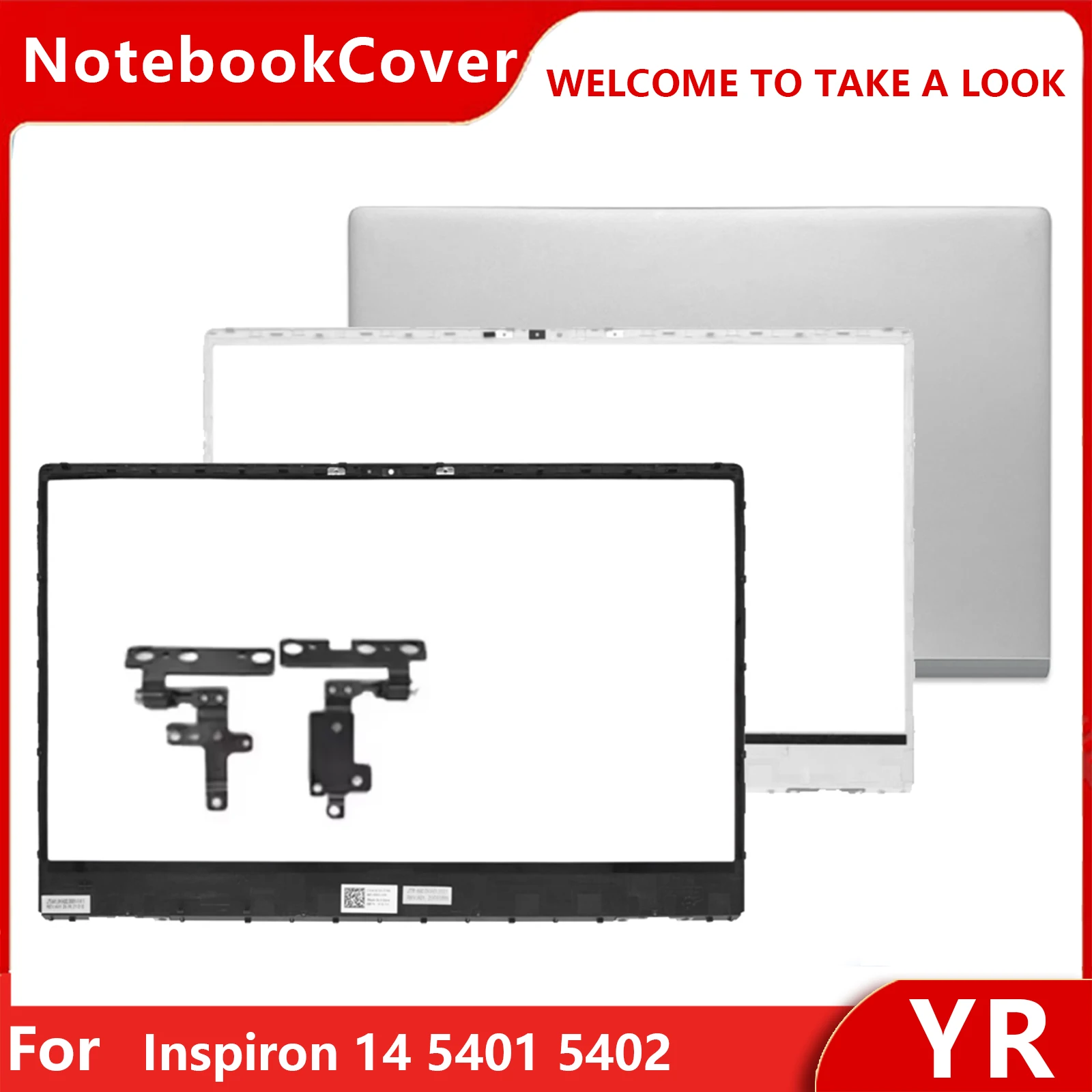 

New Laptop Top Case 0WK1KG For Inspiron 14 5401 5402 5405 LCD Screen Back Cover Front Bezel Hinges 14.0 Inch Silver Metal