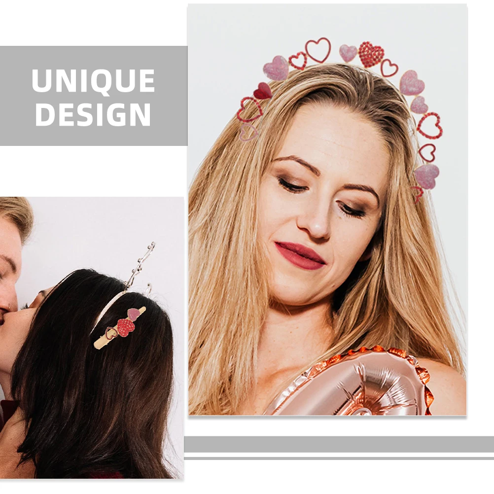 

1 set Heart Shaped Hair Accessories Set ValentineHeadbands Clips for Women Girls Romantic Love Photo Props