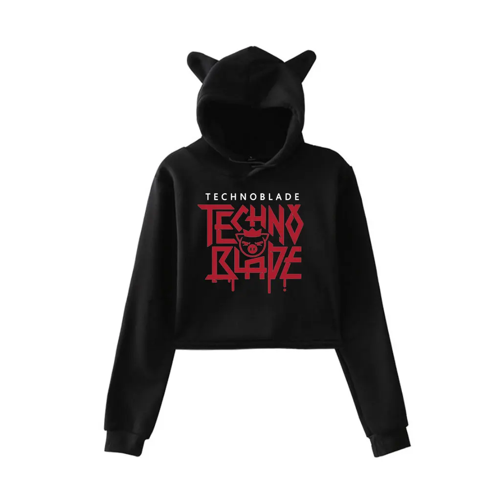 

Women sweatshirt New Technoblade Merch TECHNOBLADE Agro Hoodie Cat Ear New Designs Cool Print Wonder Hip Hop Short Pullover