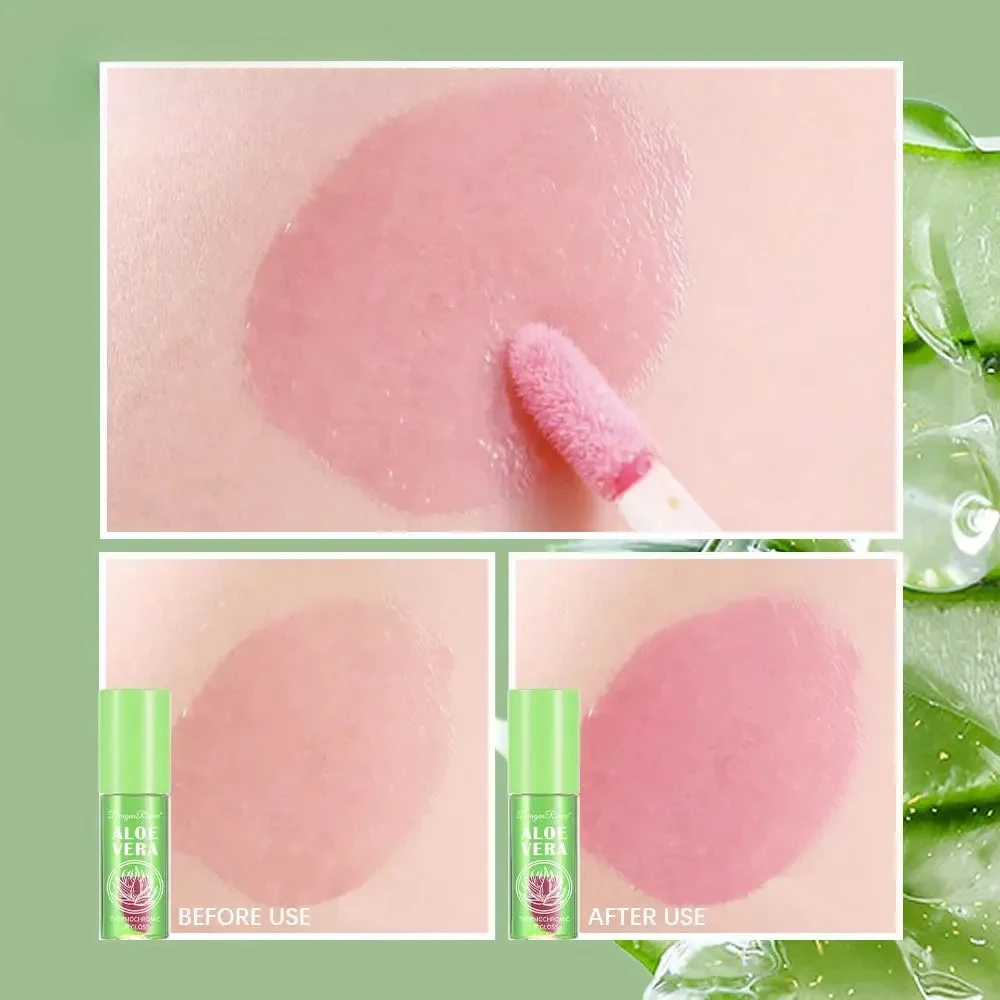 Olejek do ust zmieniający kolor z aloesem, nawilżający, naturalny błyszczyk z aloesem, wiśniowy róż, balsam do ust zmieniający kolor pod wpływem temperatury, odżywcza pielęgnacja ust.