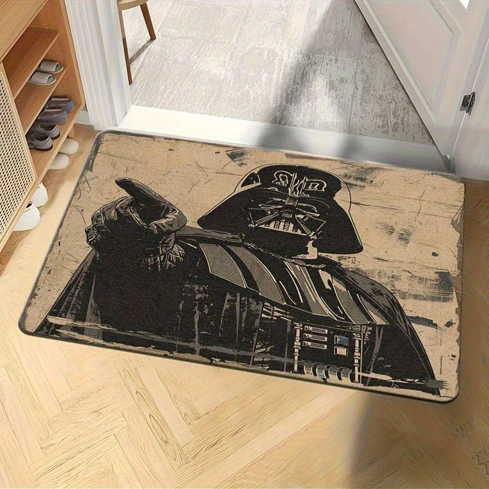 1pc Polyester Doormat Featuring Darth Vader - Non-Slip Bathroom Floor Mats - Ideal for Home Entrances, Bedrooms, And Bathroom