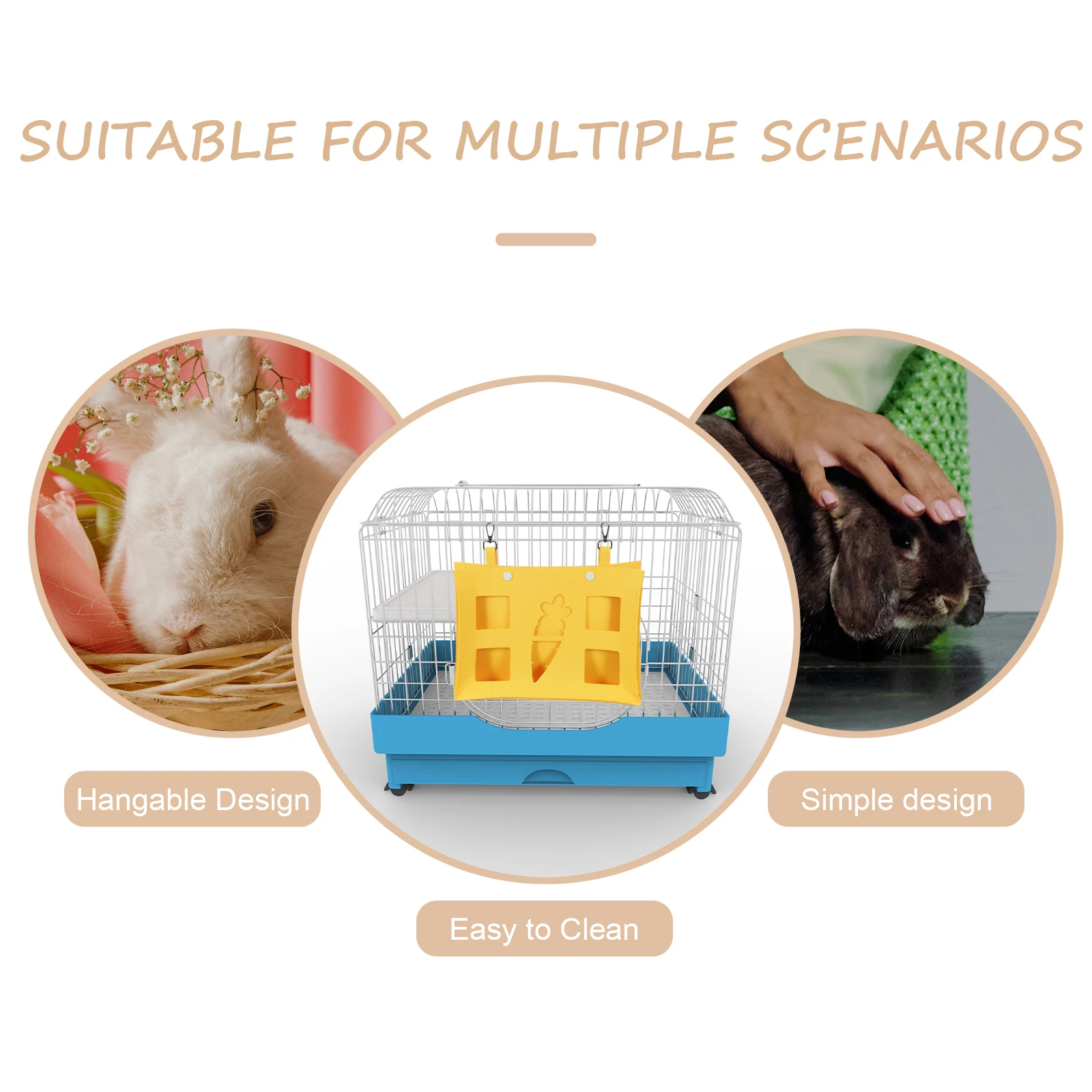 

Rabbit Guinea Pig Hay Bag Felt Feeder Durable Hanging Wear Straw Pet Cage Grass Feed Storage Reusable Bunny Feeder Bag