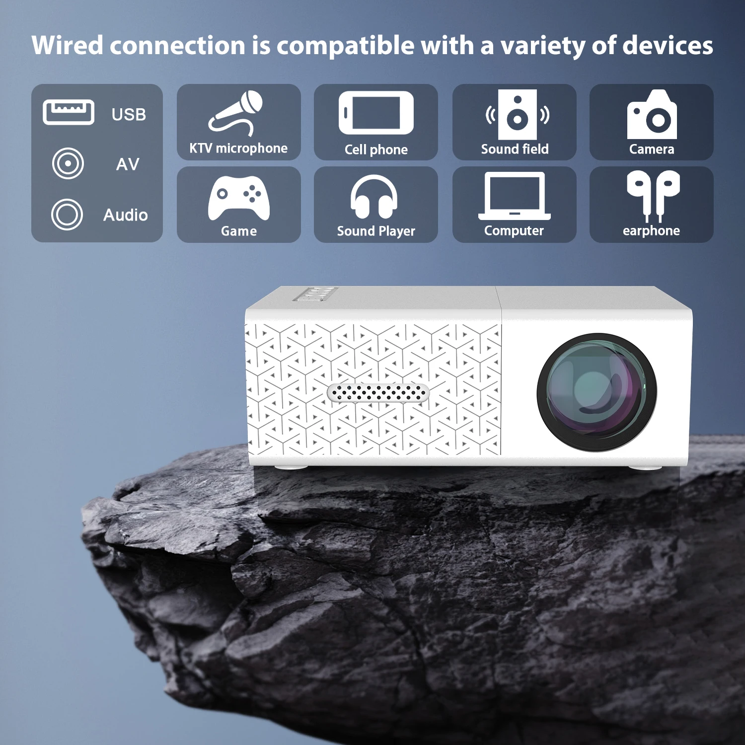 Projector Compact Portable Projector, USB HDMI Supported, Mini HD Home Theater Movie Video for Indoor Outdoor