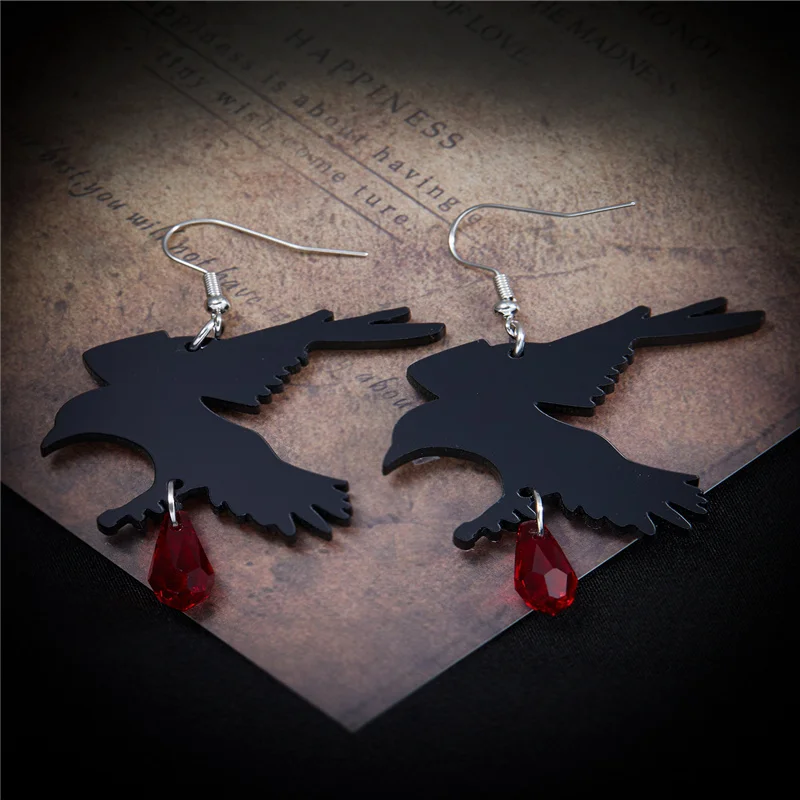 أقراط متدلية على الطراز القوطي الأسود الرومانسي للنساء مجوهرات الهالوين الداكنة للفتيات وإكسسوارات عصرية رائعة #2