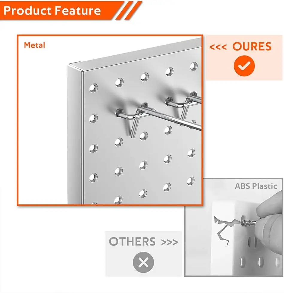 4 Pcs Metal Pegboard Wall Panels for Garage Tool Storage, Durable Organizer