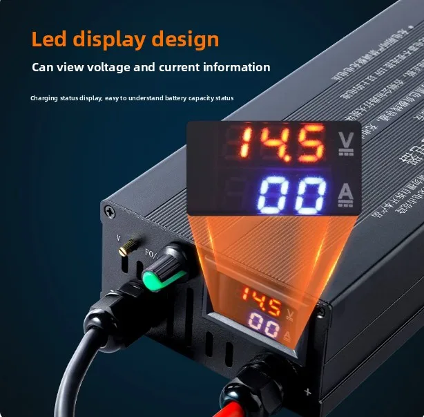 14.6V 12V 24V 48V 100A 50A Fast Battery Charger for LiFePO4 Lithium Battery with Digital Display