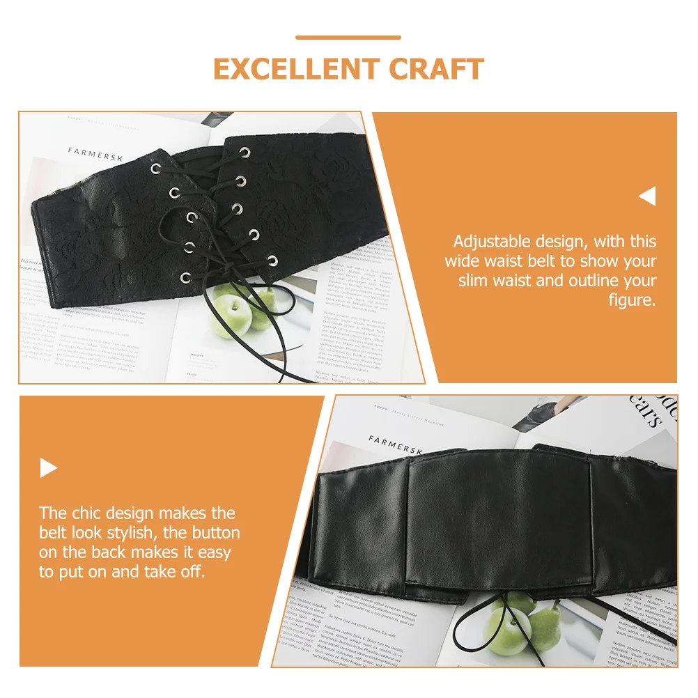 Cinto elástico de cintura larga pu espartilho cinto para mulheres ajustável chique waspie cintura moda vestido acessório