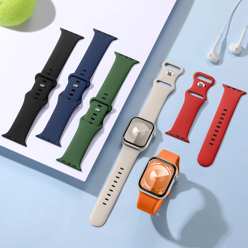 Silicone Strap For Apple Watch Band 46mm 44mm 40mm 45mm 41mm 42-38mm sport bracelet iwatch series 10 8 7 se 4 5 6 9 ultra 2 49mm