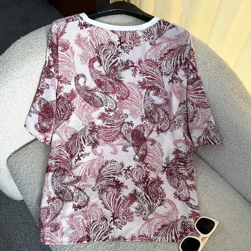 Popularne zestawy damskie: koszulka z krótkim rękawem z nadrukiem tie-dye i diamentowymi wiertłami + luźne szorty, letni, swobodny top i szorty, dwuczęściowy komplet.