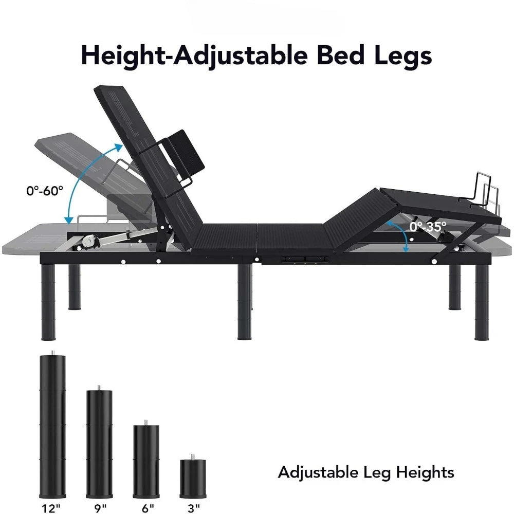 Adjustable Bed Frame Base, Wireless, Quick Assembly, Zero Clearance, Zero Gravity, Whisper Quiet Durable Motor, Mattress Holder