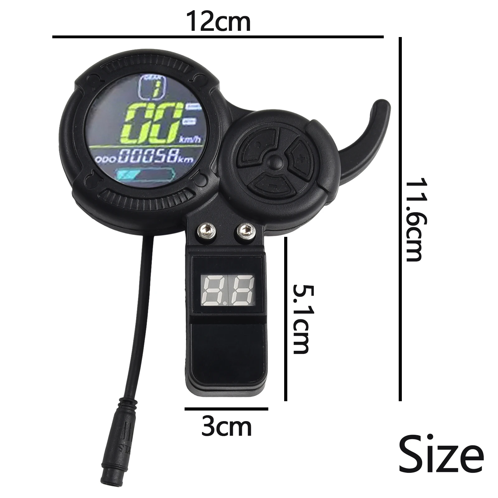 

Scooter LCD Display About 12x11.6cm LCD Display Throttle 6 Pin Connector ABS Material Construction Basic Status Display