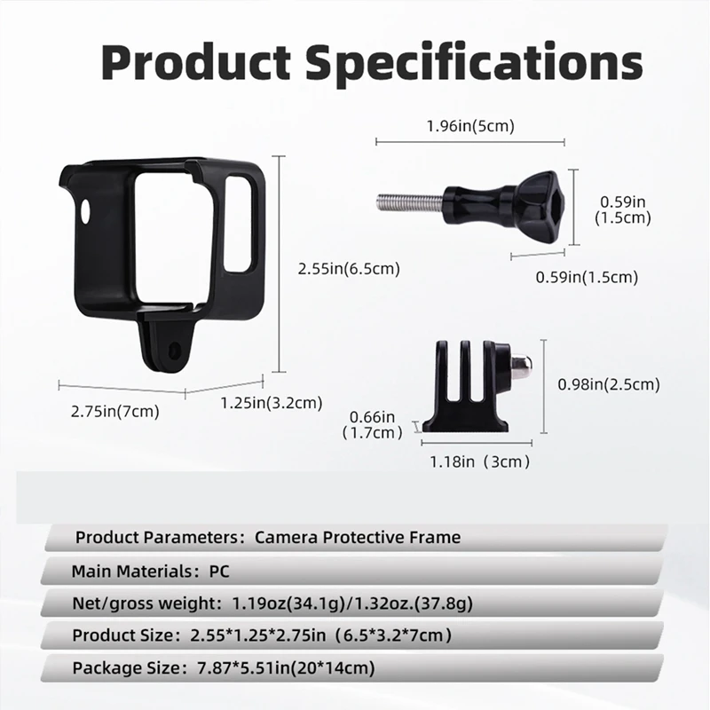 Para Insta360 GO 3 GO3S accesorios marco carcasa con adaptador de trípode 1/4 montaje carcasa de tornillo largo proteger