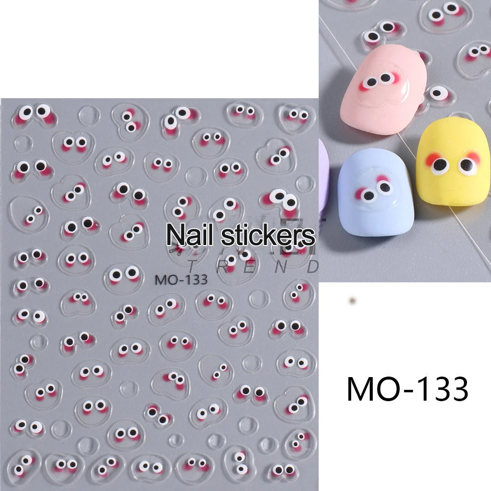 1 pz grande bocca mostro Nail Art adesivi rilievo faccina sorridente Gel per unghie adesivi UV cartone animato carino 3D fai da te decorazione di