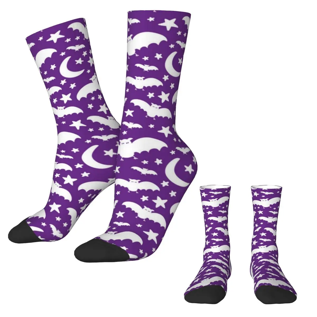 Halloween Bat Stockings Moon Star Print Graphic Funny Socks Spring Non-Slip Socks Female Outdoor Sports Breathable Socks