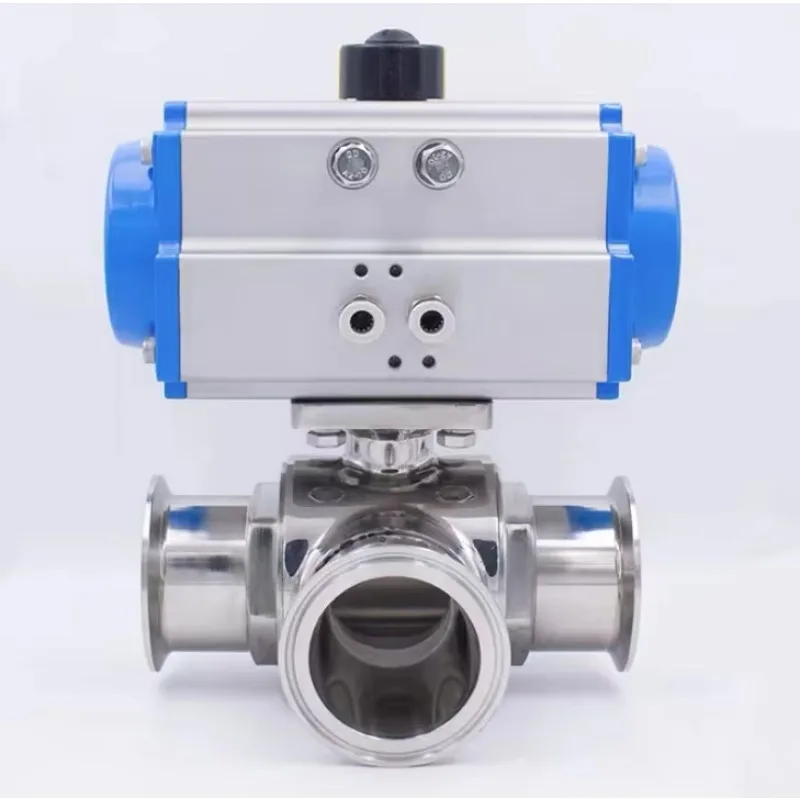 

T Type L Type Gateway DN32 DN38 DN40 Sanitary Aluminum Pneumatic Three Way Tri Clover Clamp Ball Valve