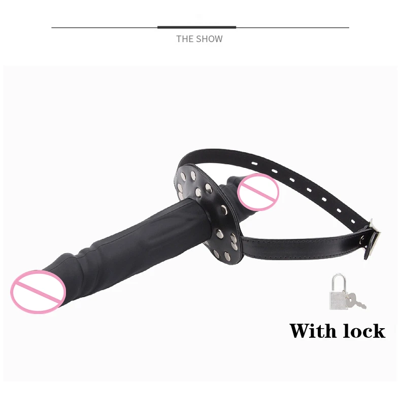 Mouth Plug Bondage Head Strapon Open Mouth Gag Slave Restraint Realistic Penis Double-Ended Dildo Gag Adult Game Love Toys 18+