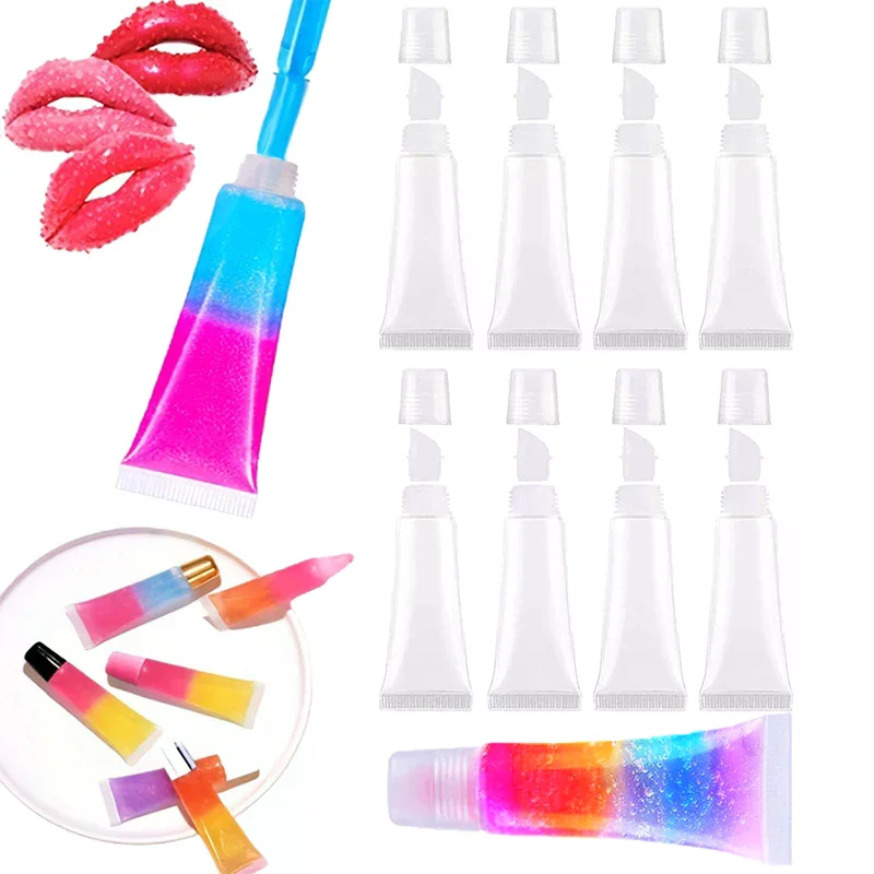 10 pz 8 ml/10 cm/15 ml Tubo di Rossetto Vuoto Balsamo per le labbra Tubo Morbido Trucco Spremere Trasparente Lip Gloss Contenitore Vuoto Lip Gloss Tubi