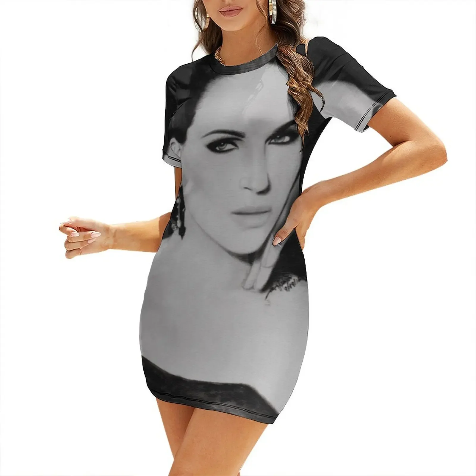 

Lana Parrilla Short-Sleeved Dress Clothing sexy dress for women dress party evening elegant luxury celebrity