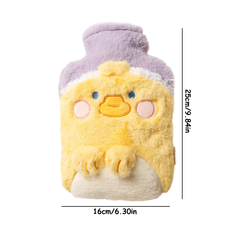 New Cartoon Duck Warm Bag PVC Thick Hot Water Bag Cute Soft Plush Belly Warm Water Bottle Portable Warm Hand Treasure