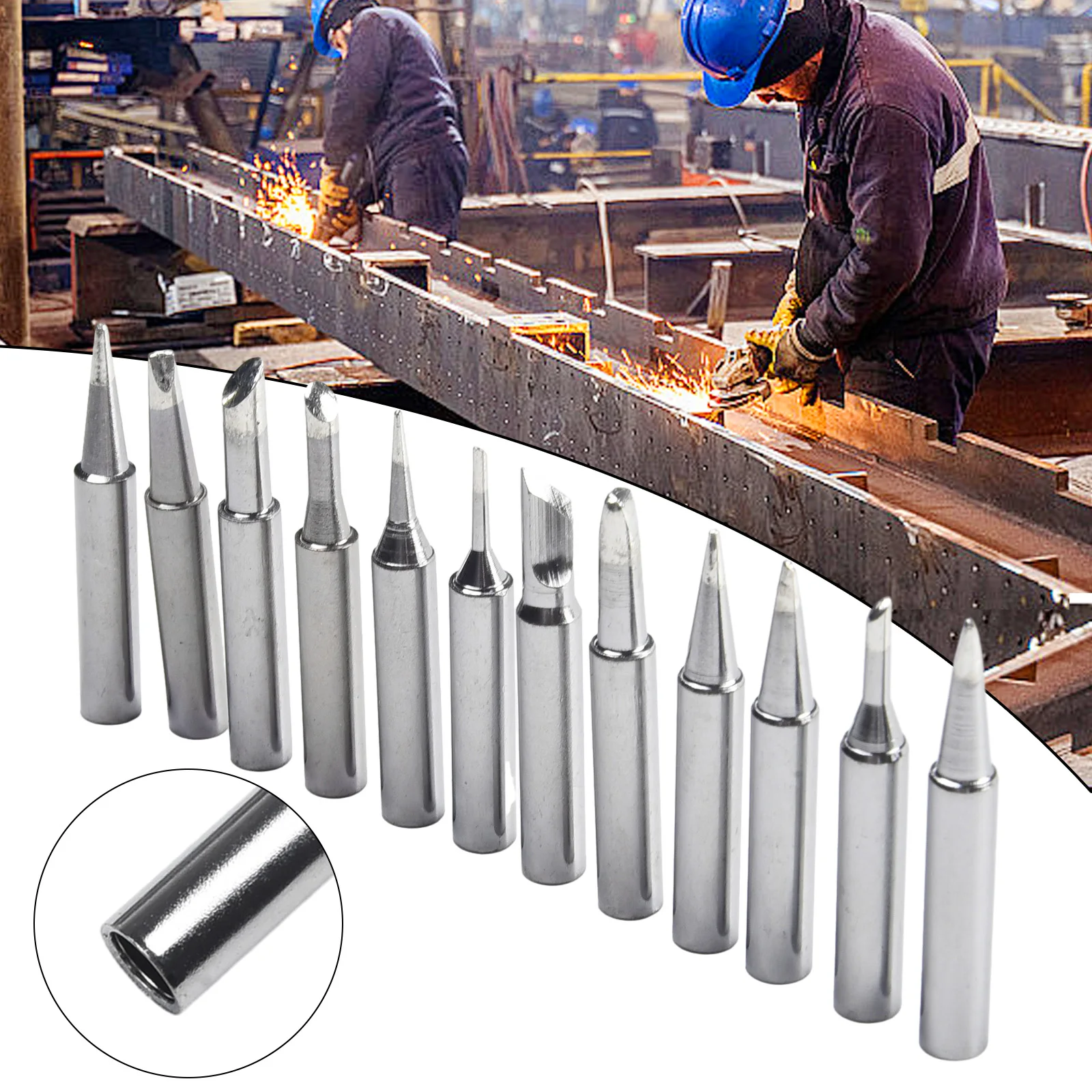 12 Pcs 900M-T Soldering Iron Tips Lead-Free Welding Heads For 936 937 938 969 8586 852D Series Soldering Stations Welding