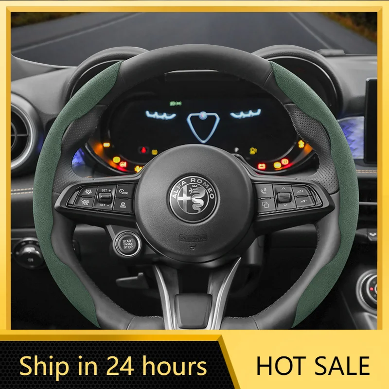 

Car Stickers For Alfa Romeo Suede Snap-on Steering Wheel Cover Fit Alfa Romeo 159 147 Gt Giulietta Stelvio Mito Pokrowiec Na Kie