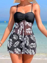2026 Short Dress Tankini With Shorts Swimsuit Women Swimwear Female Padded Printed Bathing Swim Suit Swimming Beachwear Summer