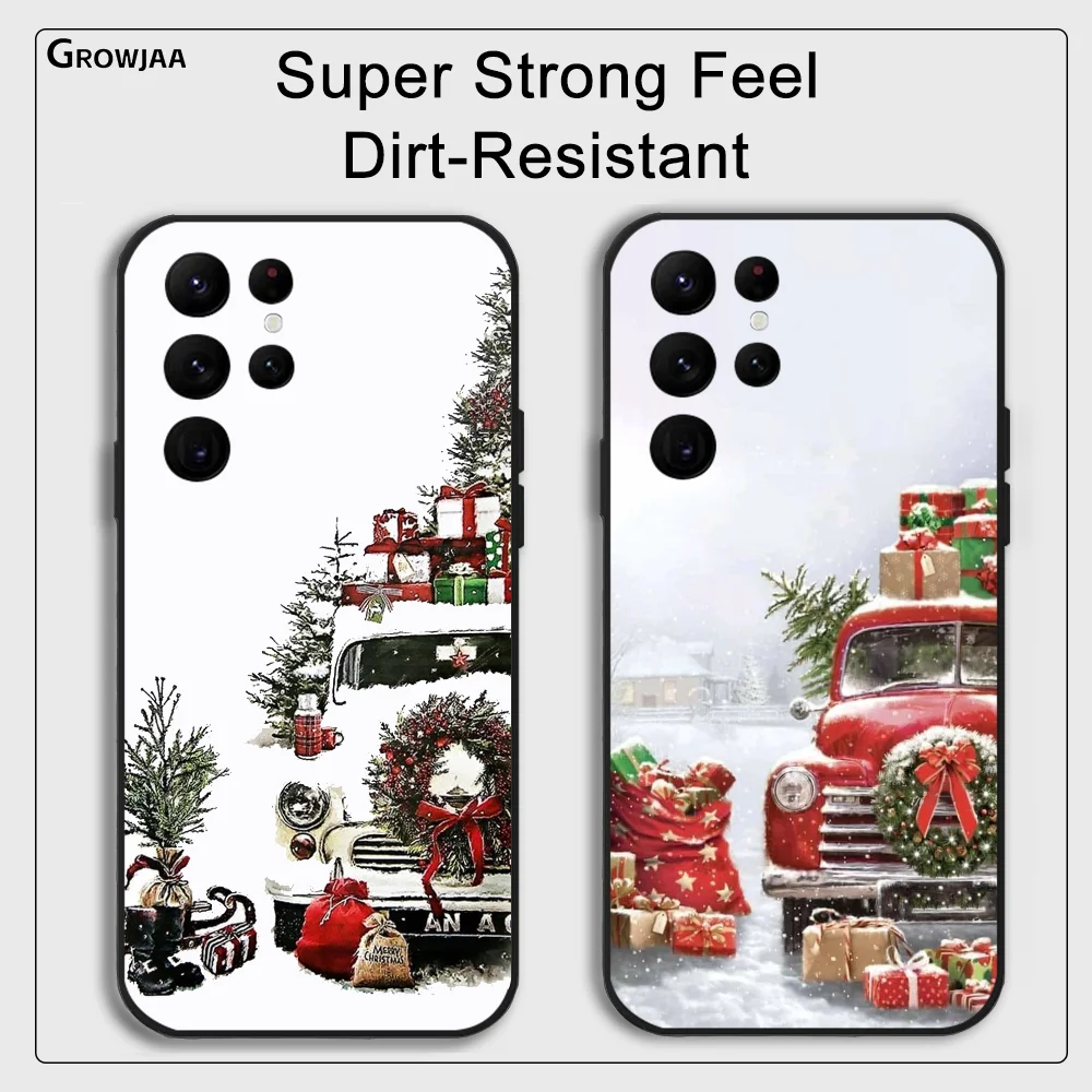 Christmas Truck Tree Art Phone Case For Samsung Galaxy S24 Ultra S22 S23 Ultra S21 S20 5G Protective Silicone TPU Funda