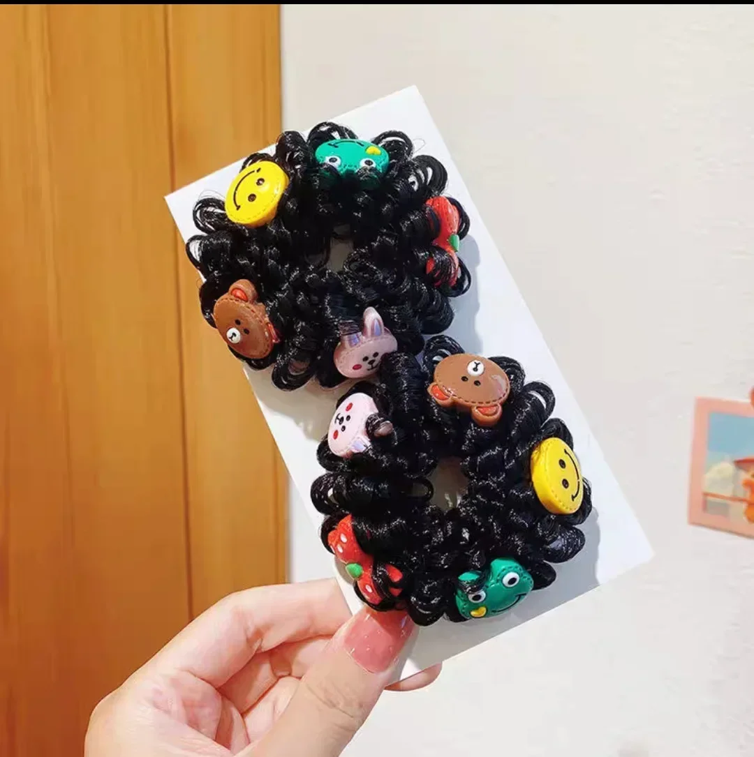 2pcs Children Buns Maker Hair Styling Tools Hairbands Hair Ties Cute Cartoon Hair Ties Hair Accessories Girls Coil Hair Artifact