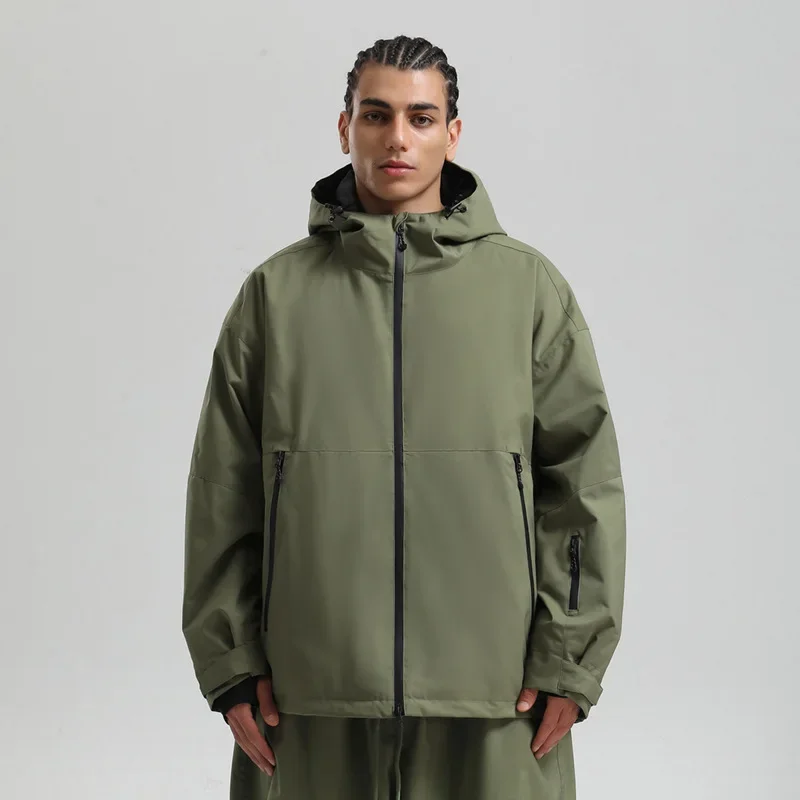 

Новая зимняя однотонная лыжная куртка с капюшоном, повседневный спортивный лыжный топ, женская уличная теплая дышащая мужская ветрозащитная водонепроницаемая лыжная куртка