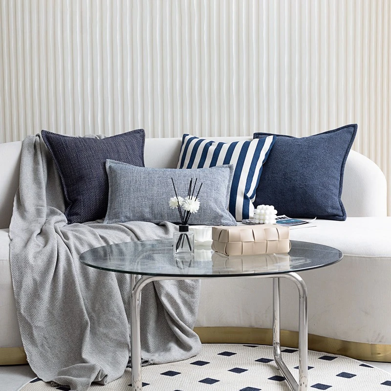 30X50/45X45CM Blue Striped Throw Pillow Cover Simple Texture Waist Cushion Cover Decor Home Decorative Pillowcase