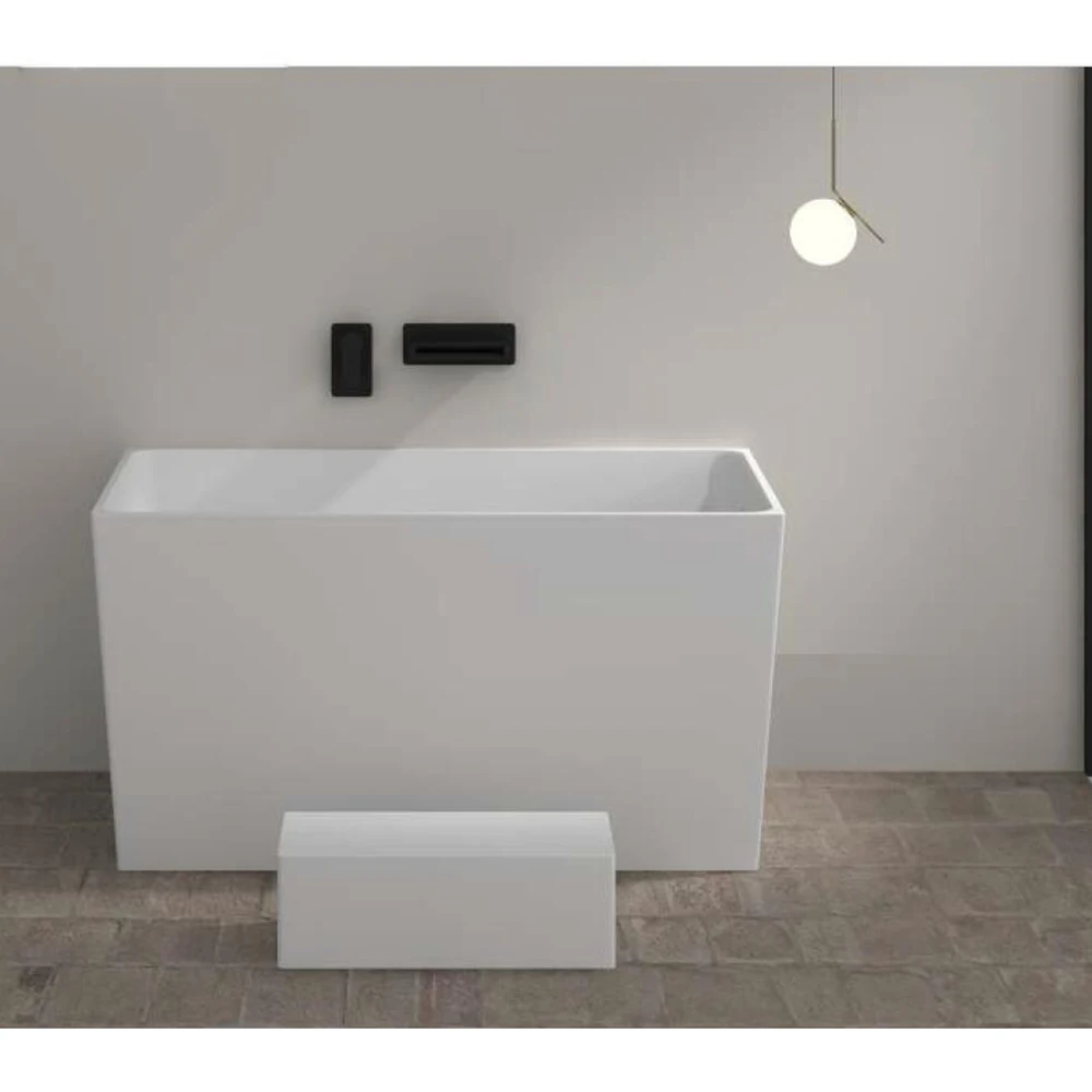 

1350x680x750mm Solid Surface Stone Japan Style Bathtub Rectangular Freestanding Corian Matt White Bath Barrel RS65198