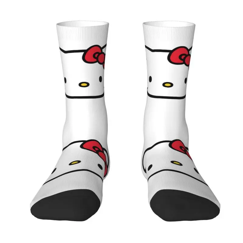 Cute Mens Hello Kitty Dress Socks Unisex Breathbale Warm 3D Printed Cartoon Crew Socks