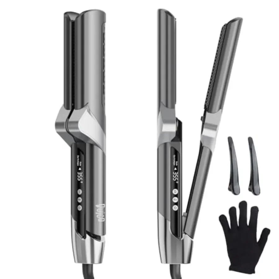 

2-in-1 Hair Dryer Air Straightener Wet to Dry Ionic with High-Speed Airflow 5 Temps Dual Voltage Black Grey