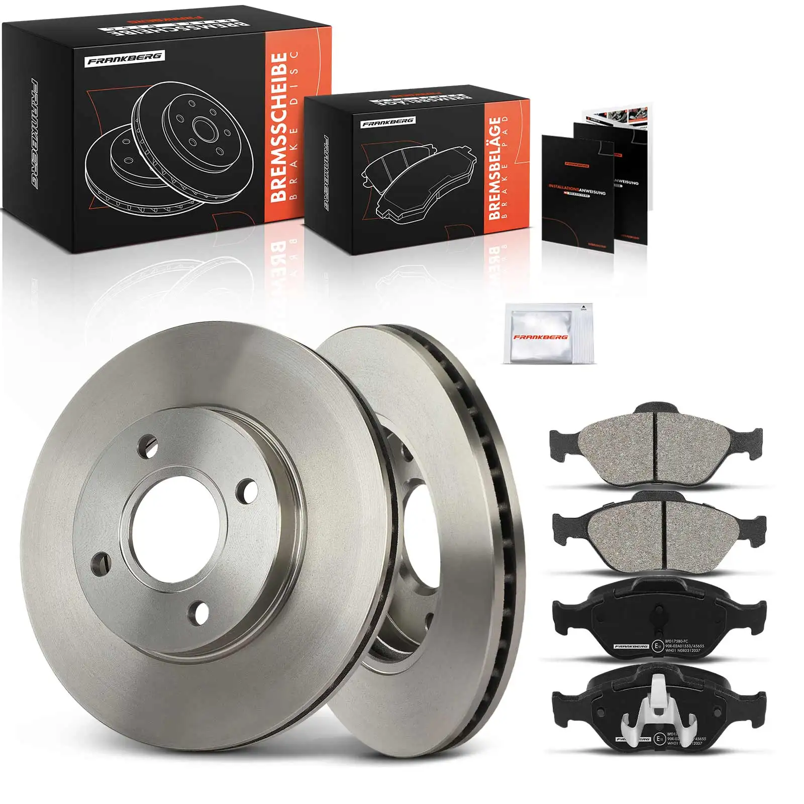Frankberg 2x Bremsscheiben+4x Bremsbeläge Vorderachse für Ford Fiesta IV V Fusion Mazda 2 2S612K021AA 1E073323Z D3Y03328ZB