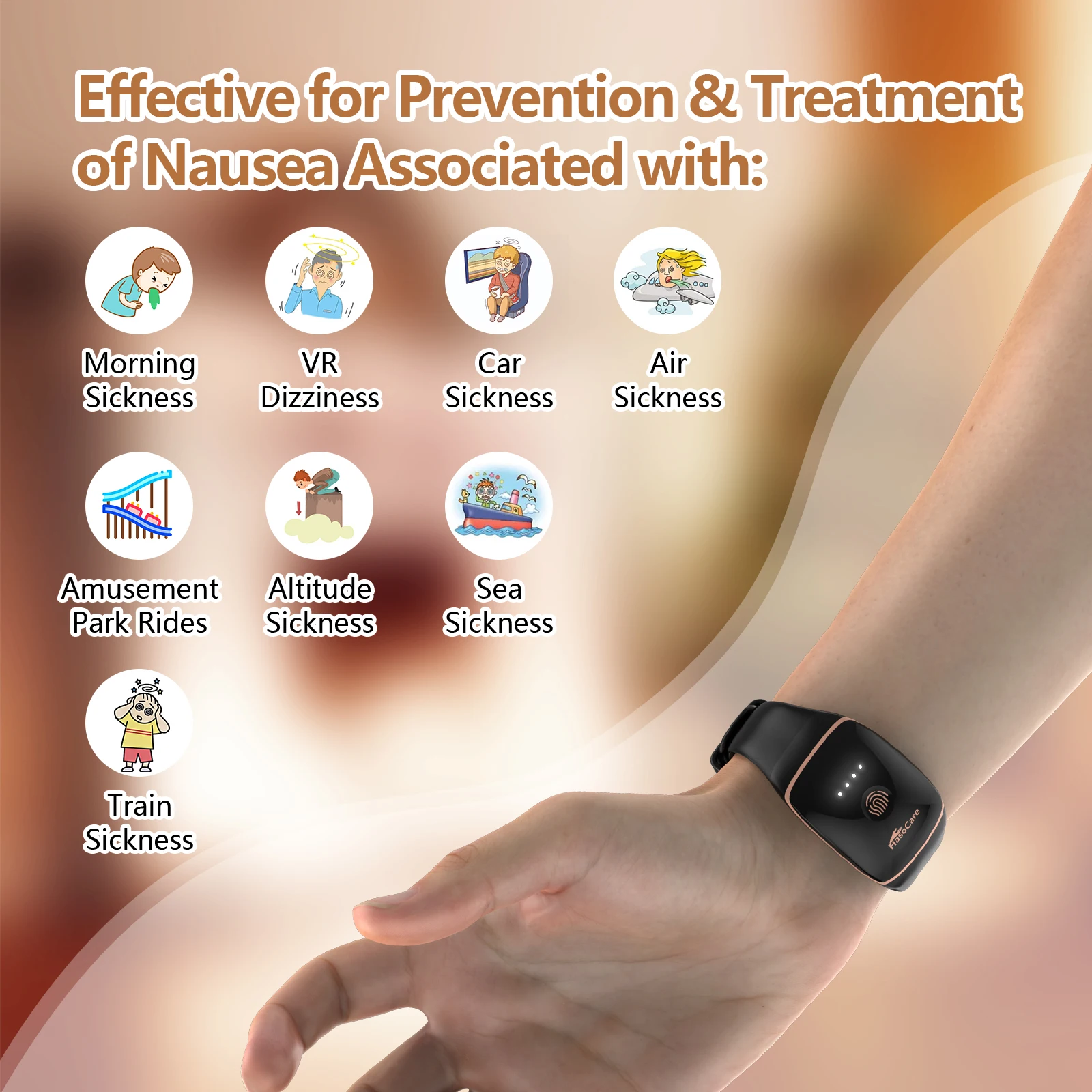 Anti-Nausea Wristband Relieve Nausea Electrode Stimulator Rechargeable Pulse Strap Design Relief Motion Sickness&Morning Sicknes