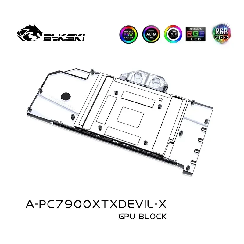 Bykski GPU Water Block for PowerColor Red Devil RX 7900 XTX 24GB Graphics Video Card /Copper Cooling Radiator A-PC7900XTXDEVIL-X