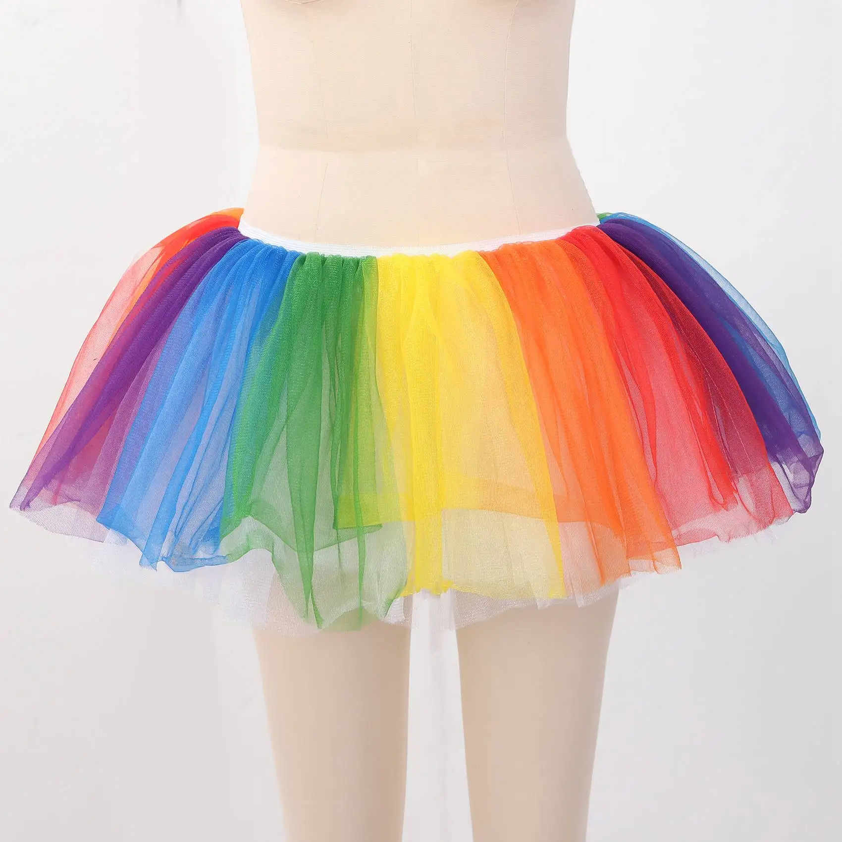 Dance Tulle Tutu 5 Layered Tutu Prom Party Costume Tulle Tutu for Women and Girls,Multicolored